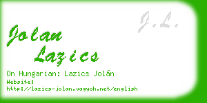 jolan lazics business card